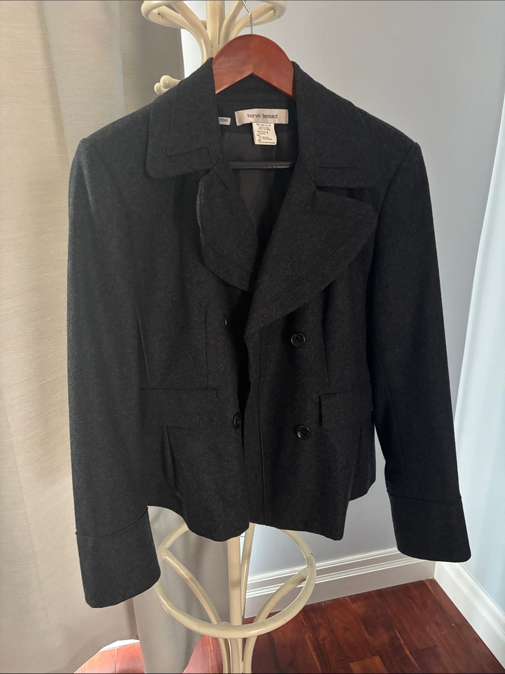 Harve Benard Dark Gray Wool-Blend Skirt Suit Set - Picture 3 of 4